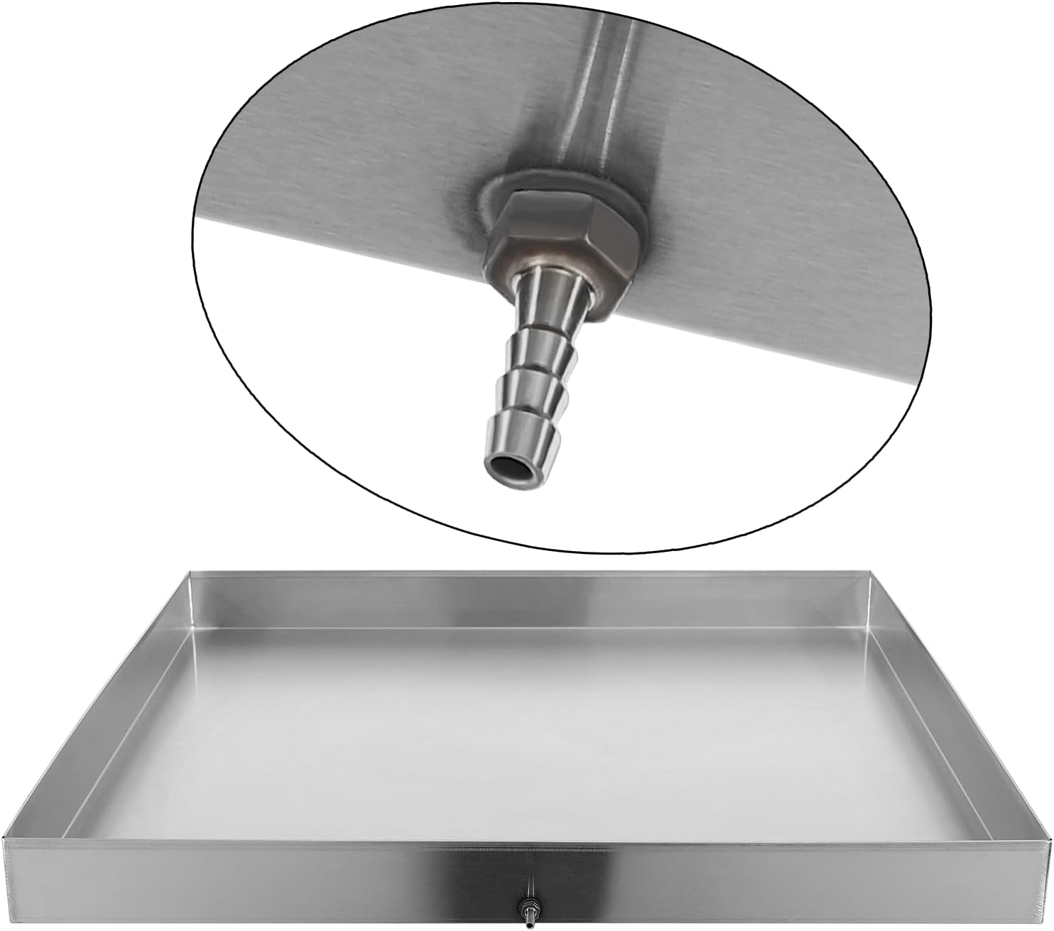 28 X 30 X 2.5 Inch Washing Machine Drain Pan with Hole, 304 Stainless Steel Under Washer Machine Drip Pan with Hose Adapter, Drain Pan for Washer Dishwasher HVAC Dryer Water Heater