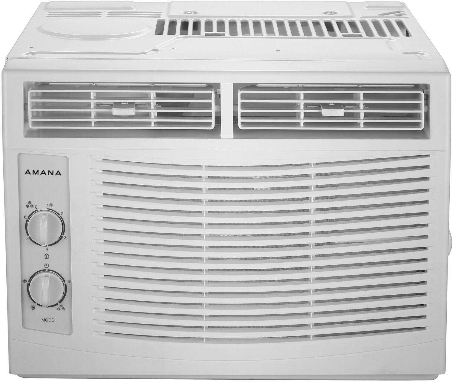 Amana 5,000 BTU Window Air Conditioner, 115V, Cools up to 150 Sq.Ft. for Bedroom, Living Room, Apartment, with Mechanical Controls, Dehumidifier, Washable Filter, 2 Fan Speeds, Auto-Restart, White