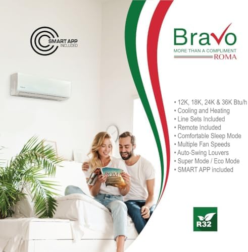 BRAVO 36,000 BTU 230V Ductless Mini Split Air Conditioner & Heat Pump – 17 SEER2 Inverter AC System – Pre-Charged – 13FT Installation Kit – Smart Control Included – Cooling & Heating
