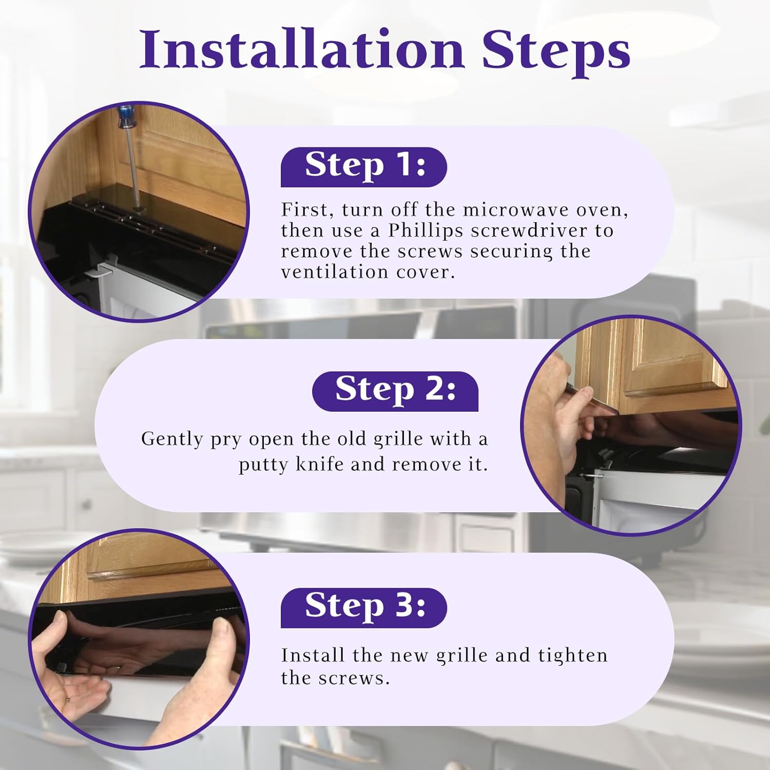 WB34X25406 Microwave Vent Grille, WB34X25406 Top Vent Grille, WB34X25406 Microwave Vent Kit Compatible with GE Replaces JVM3162RJ1SS, JNM3163DJ1BB, JNM3163RJ1SS, JNM3184DP8BB
