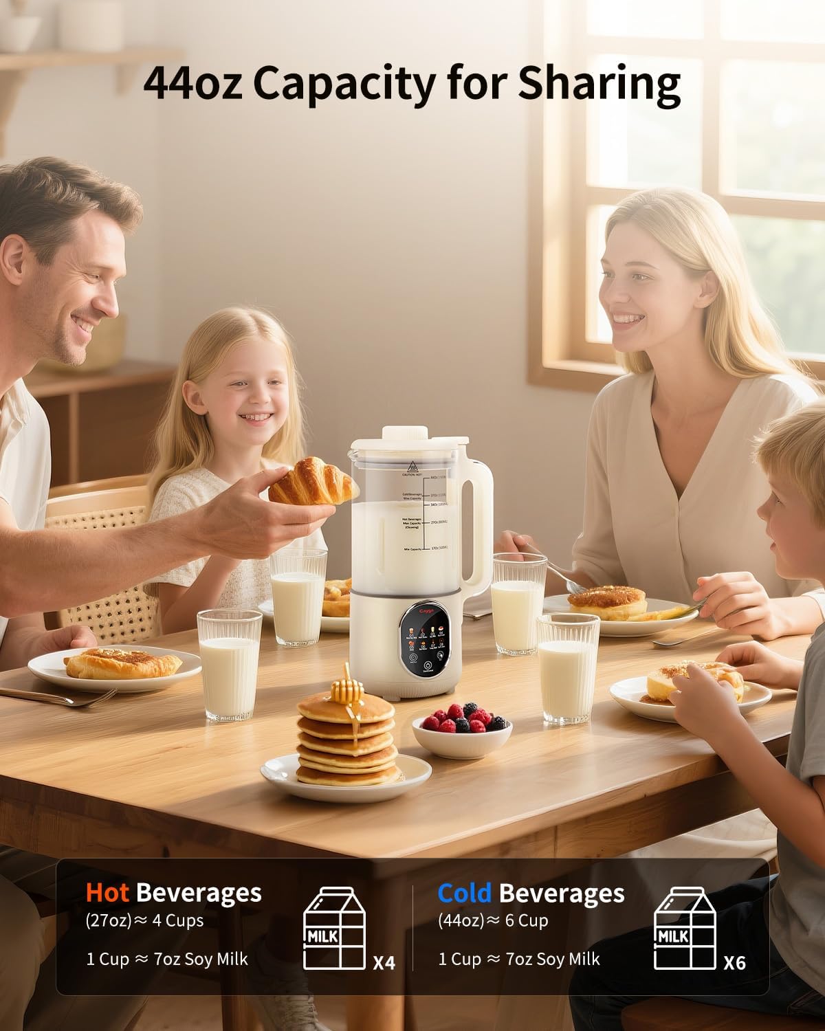 44oz Homemade Nut Milk Maker Machine Soy Milk Maker Homemade Almond, Oat, Juice, Coconut for Plant-Based Drinks with Self Clean, Boil Water, Delay Start, Keep Warm, 12-Hour Smart Timer