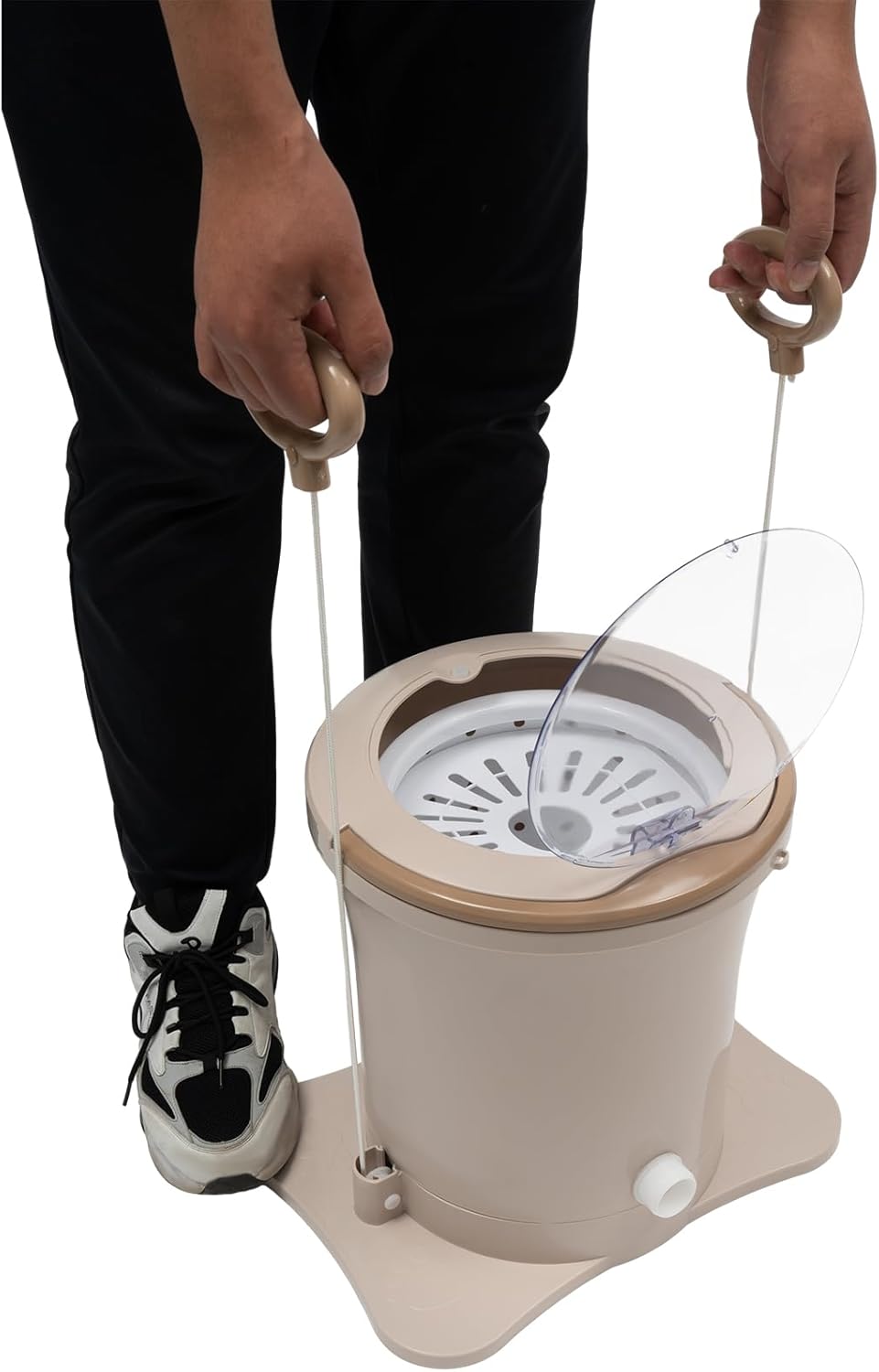 Portable Mini Manual Spin Dryer Machine, Single Tub, 2.4Gal Apricot Color