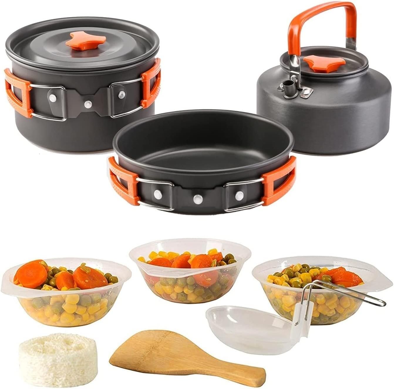 Camping Accessories Outdoor Pot Set Teapot Set 2-3 People Camping Kettle Pot Set Portable Outdoor Cooking Utensils for Outdoors Sports