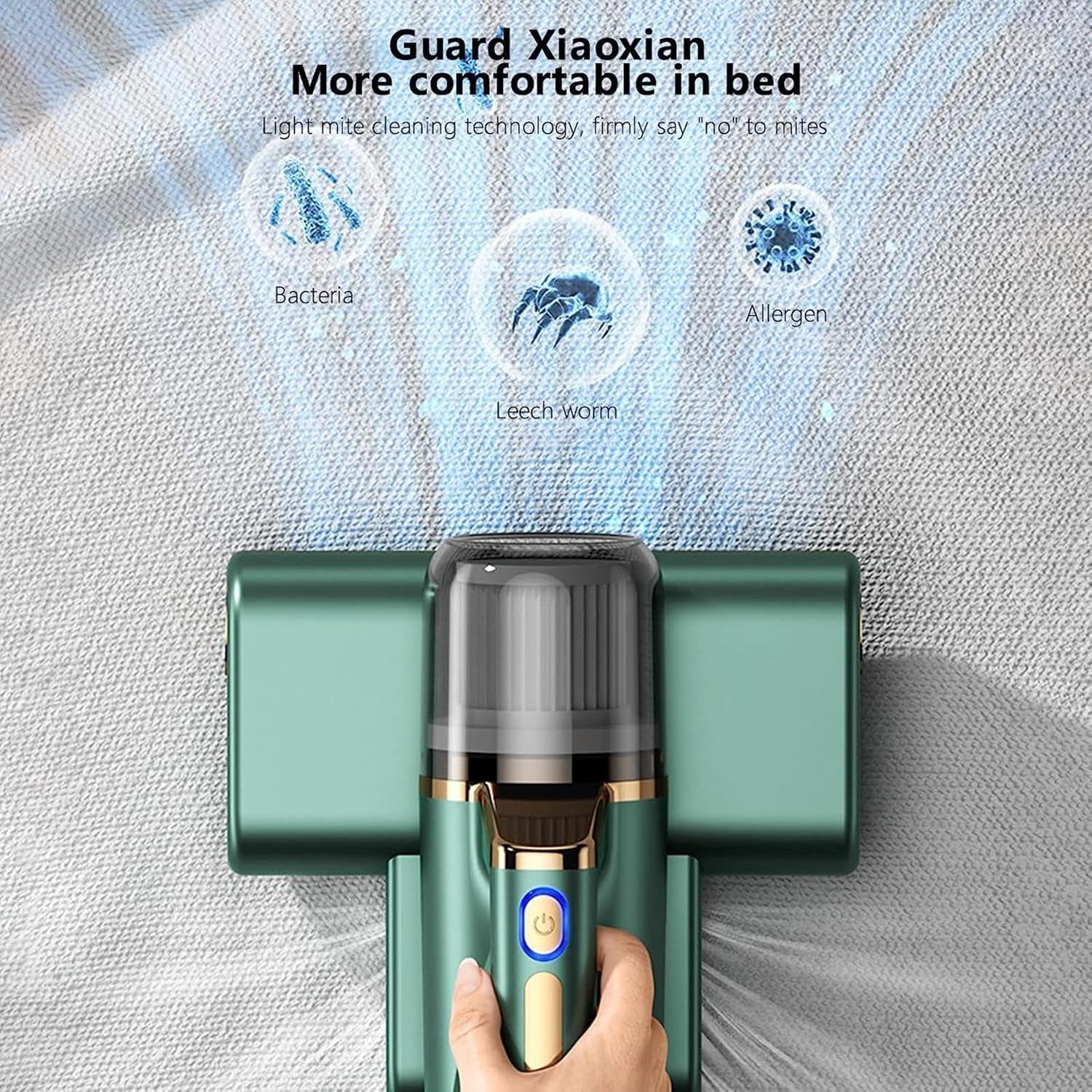 Mattress Cleaner Machine Deep Cleaner, 3-in-1 Wireless Matress Vacuum 14kpa Super Suction Bed Vacuum Cleaner for Bed, Mattresses, Pillows, Sofa, Carpets,Green