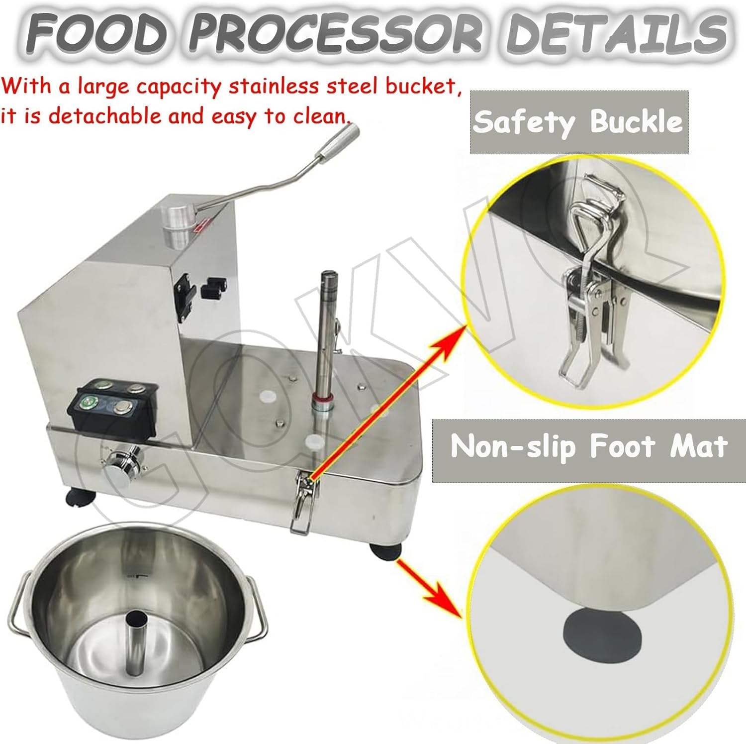 1800w Stainless Steel Electric Vegetable Blender Cutter,6/9L, Adjustable Speed for Fruits Grains Peanut Ginger Garlic B-HR-9L