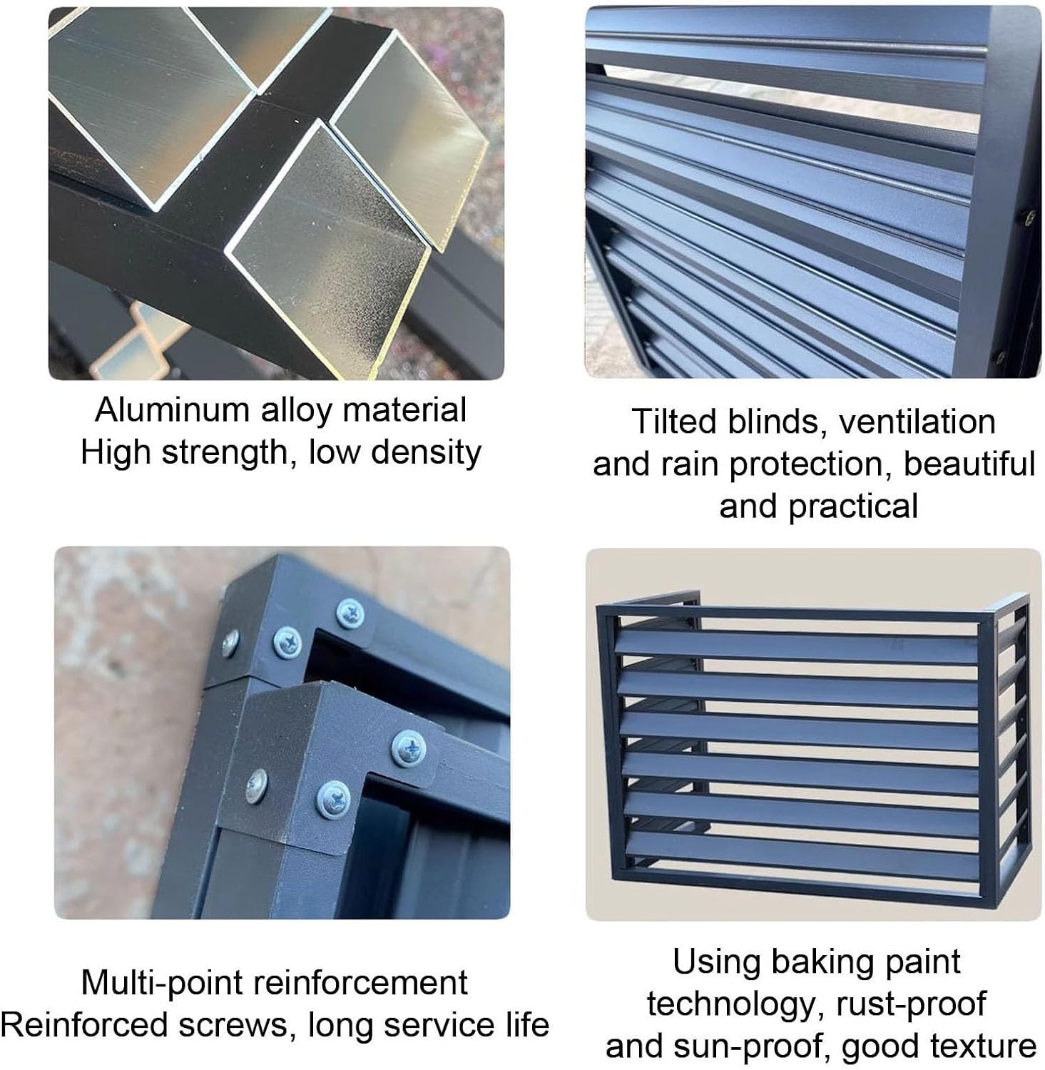 Air Conditioner Covers for Outside Units, Aluminum Air Conditioner Fence with Top Cover, Organize The Garden, for Plant Rack Privacy Screens(Gray,100cm)