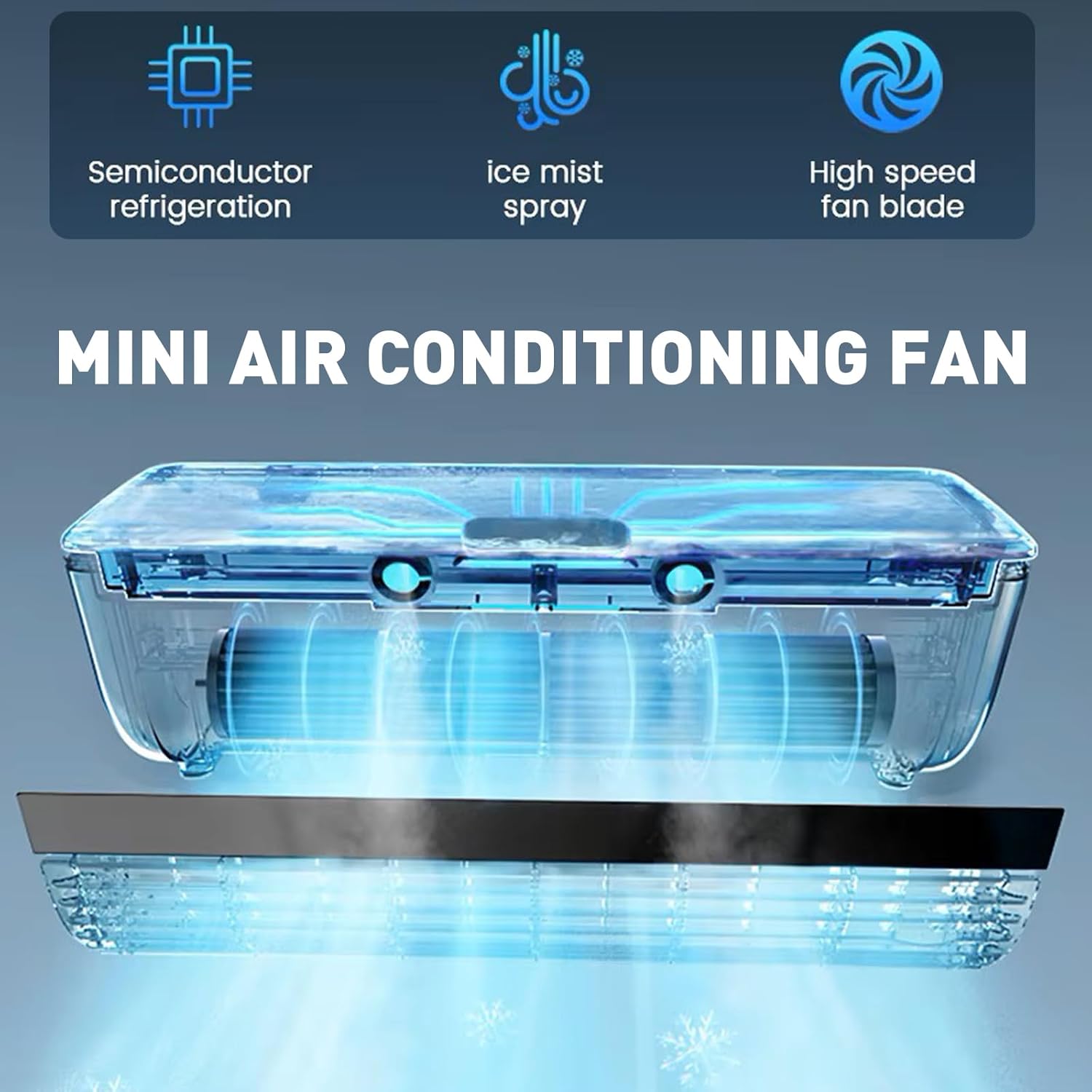 Wireless Charging Quiet AC No Drilling Kitchen Cooling Air Conditioning Three Wind Speeds, with Adjustable Spray Portable Wall Mounted Airs Conditioners Fan,for Home Office, Bedroom (White)