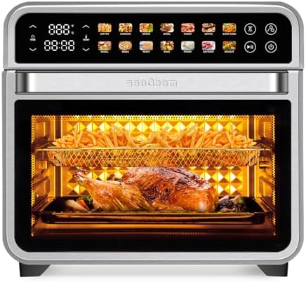 SEEDEEM 32QT Air Fryer Combo, 14-in-1 Extra Large Convection Oven with LED Touchscreen, Stainless Steel Countertop Oven for Family Cooking
