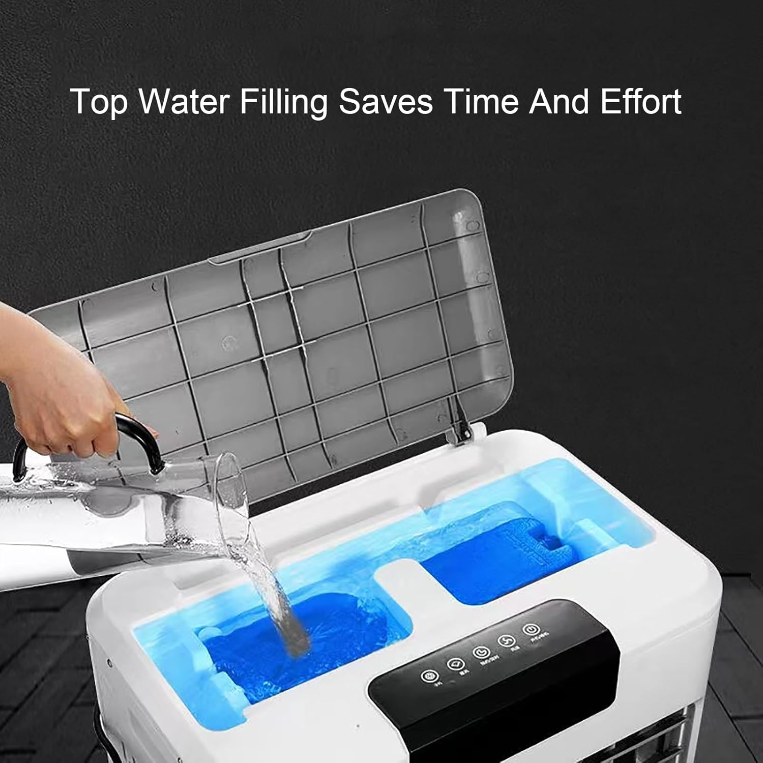 Swamp Cooler, Portable Evaporative Cooler Portable Air Conditioner with 4 Ice Pack, 90°Oscillation, for Garage, Yard, Commercial Use