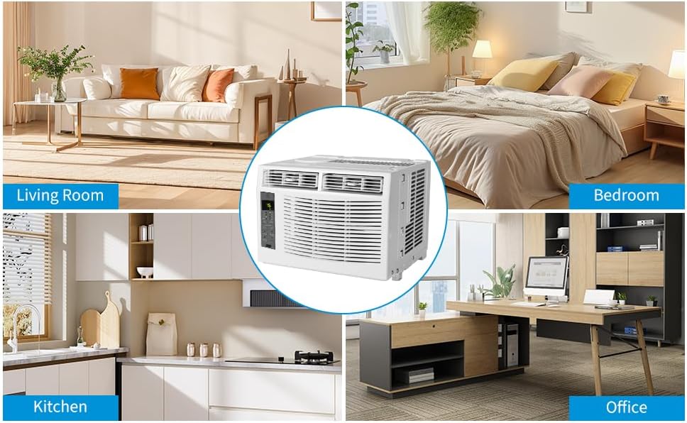 ABS Window Air Conditioner 6000 BTU with Fixed Frequency, Sleep Mode, ECO Mode, R32 Refrigerant, and 24-Hour Timer