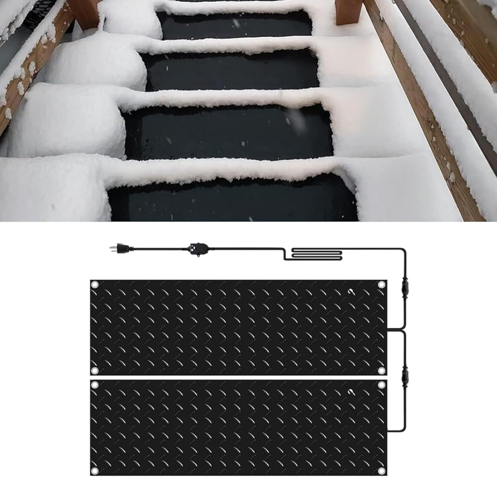 Snow and Ice Melting Mats Roof and Valley Heater Ice Dam Prevention Heated Outdoor Mats Electric Snow Melting Mats for Winter Snow Removal,4,20 * 60 in