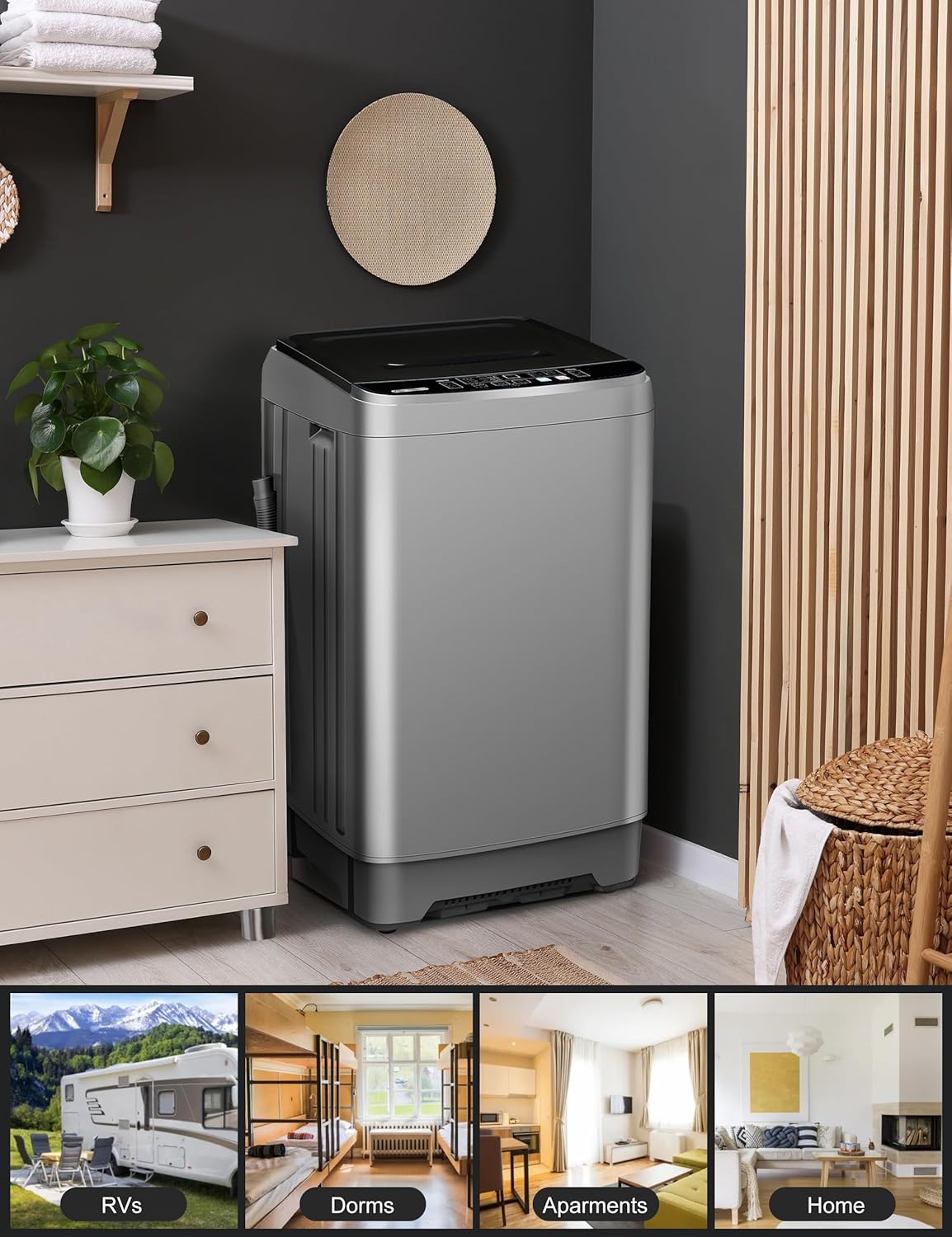 Portable Washing Machine - Compact 2.0 Cu.ft Portable Washer, Full-Automatic Top Loader for Space Saving, Ideal for Apartments, Homes, and Dorms, 10 Wash Cycles, Low Noise, IPX4 with Drain Pump