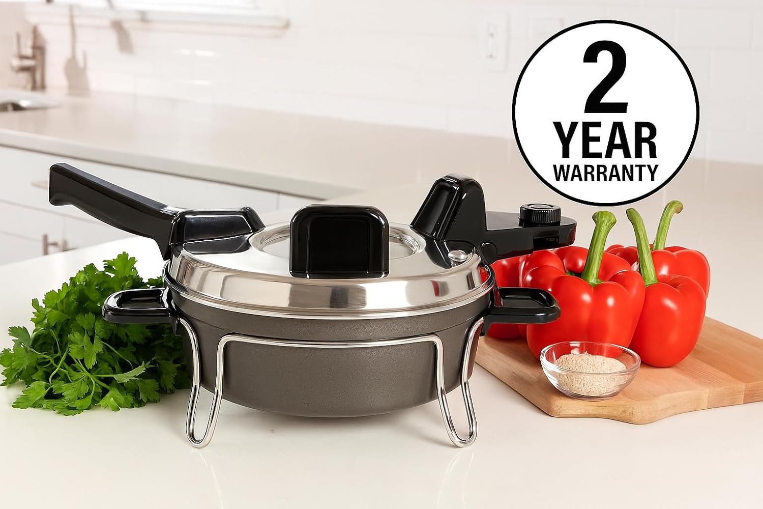 Total Chef Czech Cooker The Ultimate Electric Oven with Adjustable Thermostat Versatile Cooking Options Efficient Heating Non-Stick Pot Portable Design and Heat-Safe Stands