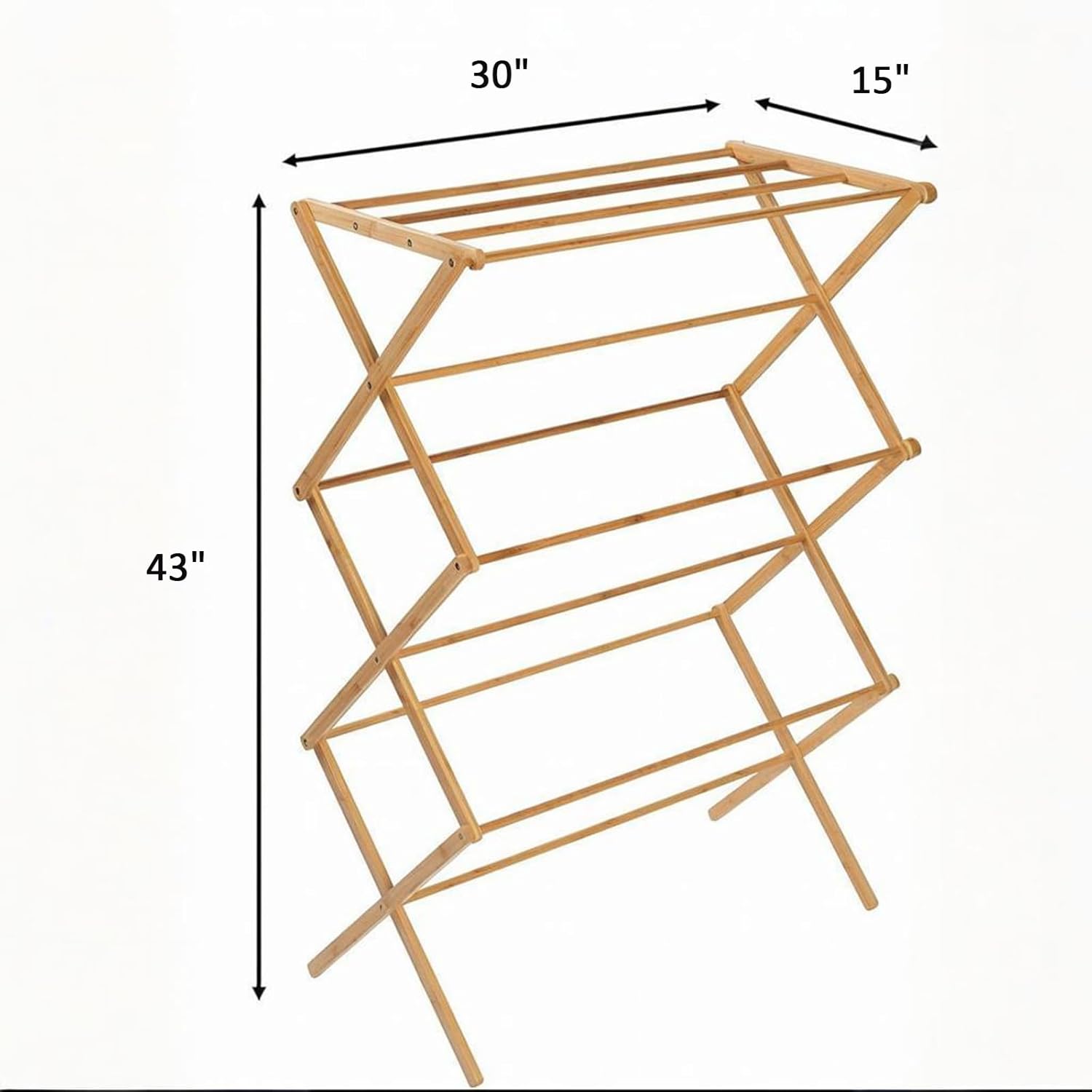 Collapsible Bamboo Drying Rack – Foldable Laundry Drying Stand for Indoor/Outdoor Use – Space-Saving Clothes Rack for Towels, Blankets & Delicates