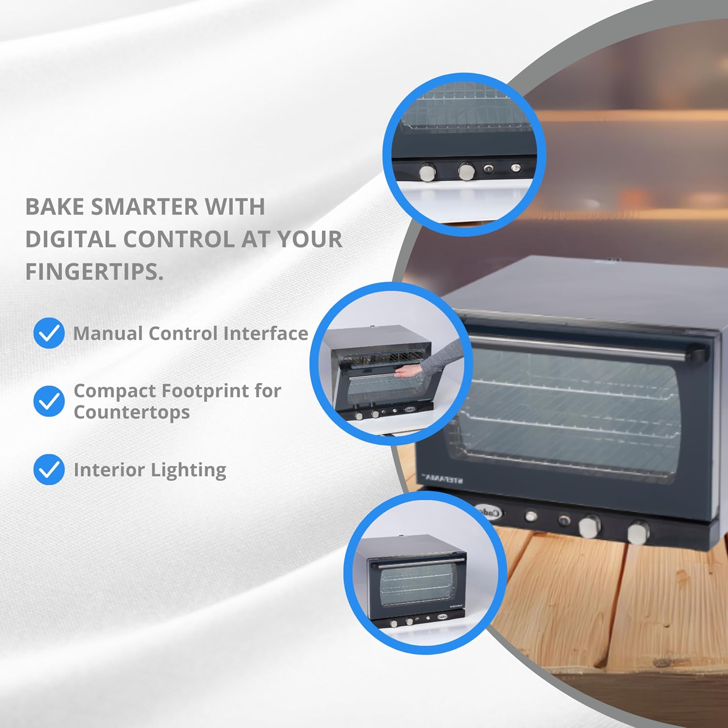 Cadco XAF-113 Heavy-Duty Countertop Convection Oven with Manual Controls and Humidity, Stainless Steel, NSF, 120v, For Commercial Use, 120 lbs.