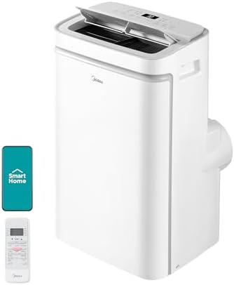 Midea 14,000 BTU ASHRAE (10,000 BTU SACC) Portable Air Conditioner, Cools up to 450 Sq.Ft., with Dehumidifier&Fan mode&Heat, Control with Remote, Amazon Alexa&Google Assistant, Easy-to-use and Install