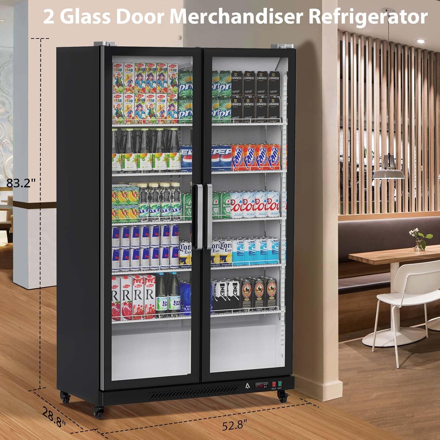 39 Cu.Ft Beverage Refrigerator - Commercial Beverage Cooler Merchandiser With Lightbox, Upright Commercial Display Fridge