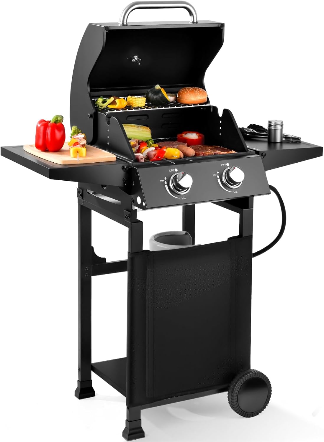 Q039-2-Burner Gas Grill with 234 SQ.IN. Outdoor Grill with 16,000 BTU,Propane Grills with Top Cover Lid,Grills Outdoor Cooking for Camping,Balcony,Patios,Garden