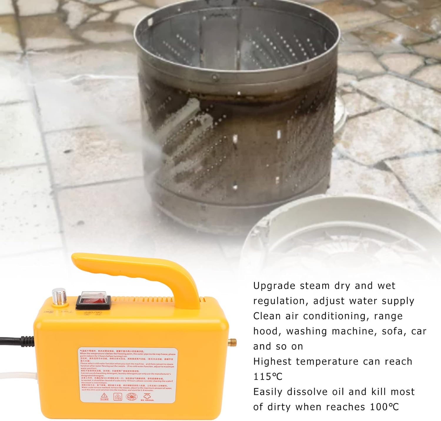 FLEXMAN High Pressure Steam Cleaner, Handheld High Temp Portable Cleaning Machine for Clean Air Conditioning, Range Hood, Washing Machine, Sofa, Car