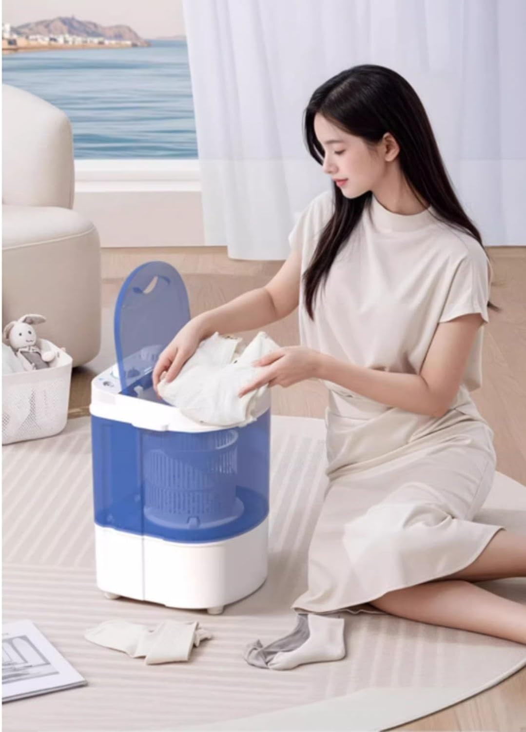 Portable Washing Machine Washer, Small Washer For RV, Travel, Dorm, Apartment, Semi-automatic Laundry For Underwear, Baby Clothes, Time-saving
