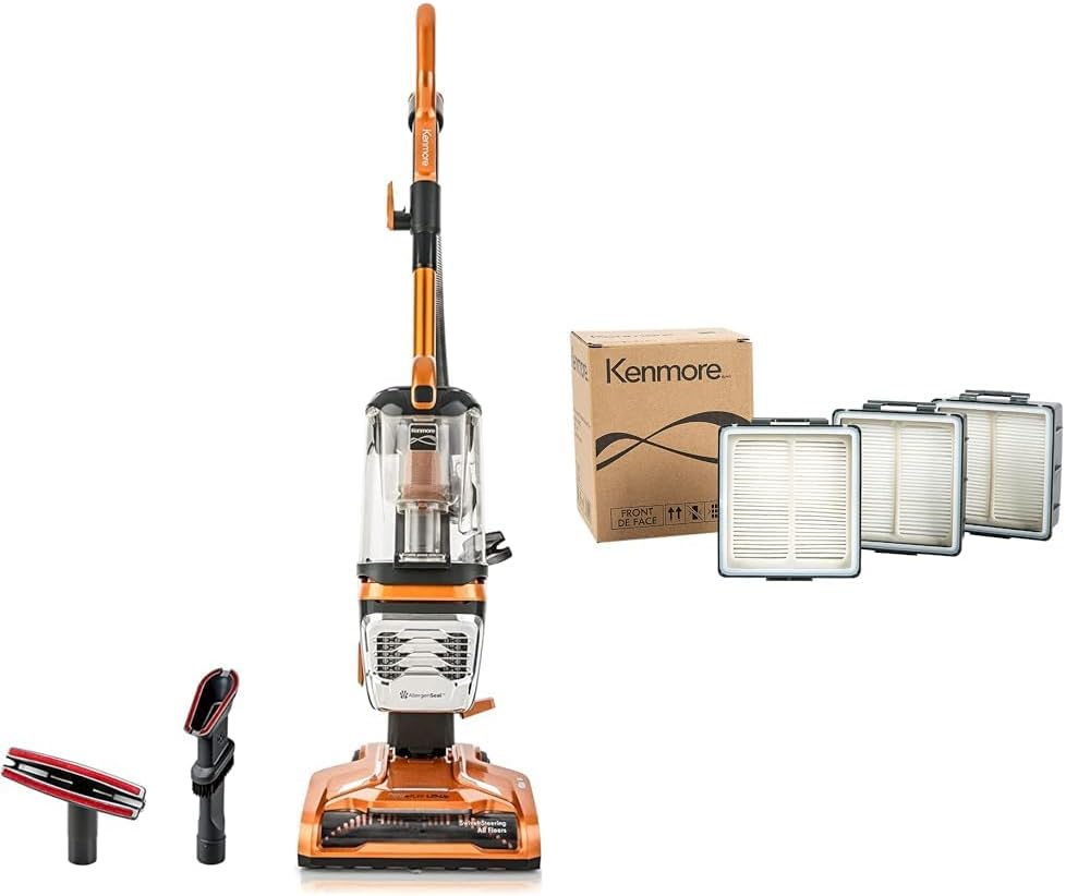 Kenmore DU4080 Featherlite Lift-Up Bagless Upright Vacuum 2-Motor Power Suction Lightweight Carpet C&Kenmore 520273 HEPA Replacement Filter for Upright Vacuum Cleaner DU4080, DU4399