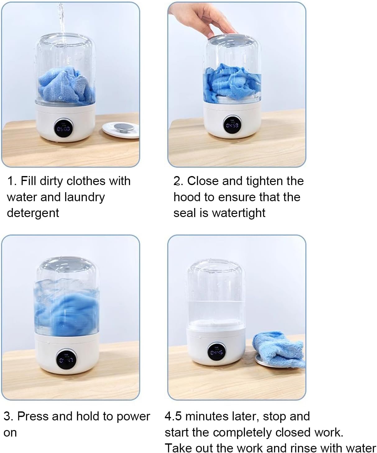 Rechargeable Mini Portable Washing Machine, with 4000mAh 5V 10 W Underwear Washing Machine for Underwear,Baby Clothes,Travel (White)