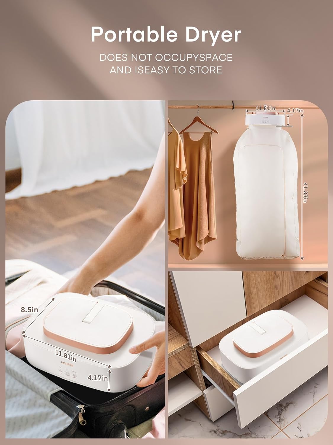 Portable Clothes Dryers, Mini Laundry Dryers with Timer Function & Dry Bag, Easy to Use Multiple Compact Dryer for Clothes, for Travel, Apartment, RV, Dorm, for Light Clothes, Underwear, Baby Clothe