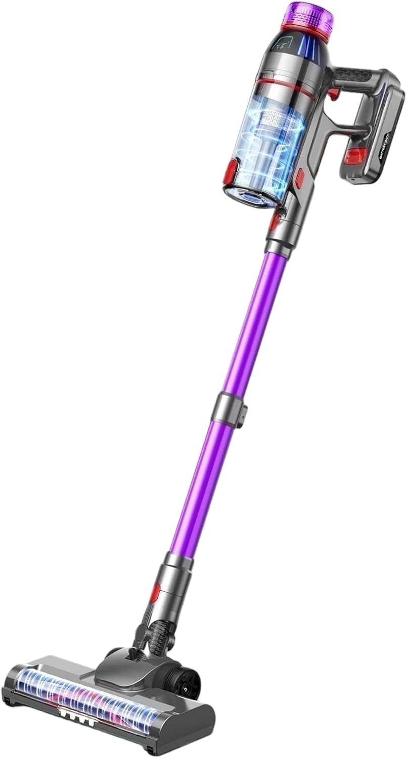 Cordless Vacuum Cleaner - 45000pa 550W 55mins 2600mAh Lightweight Stick Vacuum Cleaners for Home Pet Hair Carpet Floor Purple
