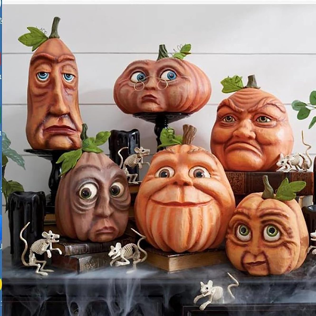 Expressive Pumpkin Family Reign Ornaments Lantern Venue Decoration Props Face Decoration for Haunted House Bar Party (6 Pieces)