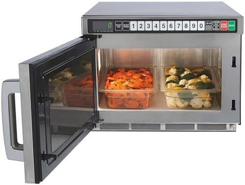 Sharp R-CD1800M Commercial Microwave Oven, TwinTouch Heavy Duty with Dual TouchPads, 1800 Watts, 0.75 Cu. Ft. Capacity, Stainless Steel, 10 Memory Pads, 4-Stage Programming, Auto Voltage Sensor