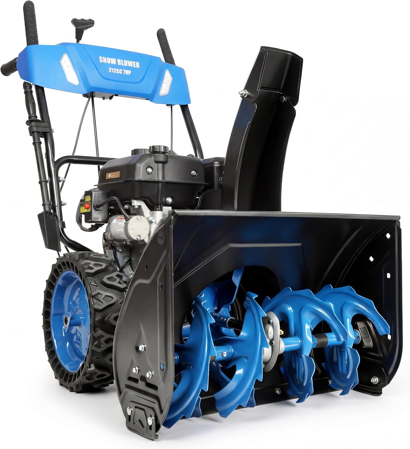 Gas Snow Blower, 24-Inch 2-Stage Self-Propelled Cordless Snowblower with 6F/2R Speeds, Electric Start, LED Light, 13” Snow Tires, 209CC Gas Powered Snow Thrower 40FT Snow Throwing for Driveway