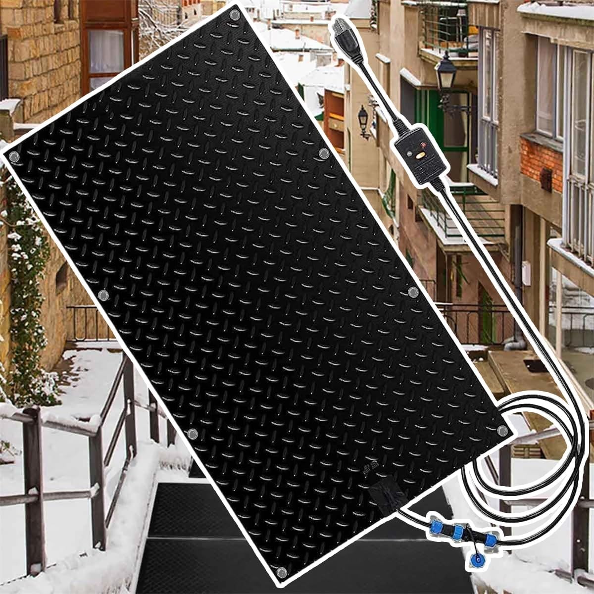 Heated Walkway Snow Melting Mats,12/15.7/20/23.6in Width Non Slip Rubber Heated Mat Non-Slip Winter Removal and Ice Melt Products -Heating Entrance for Narrow Walkways Garages(30x60cm/(12x24i