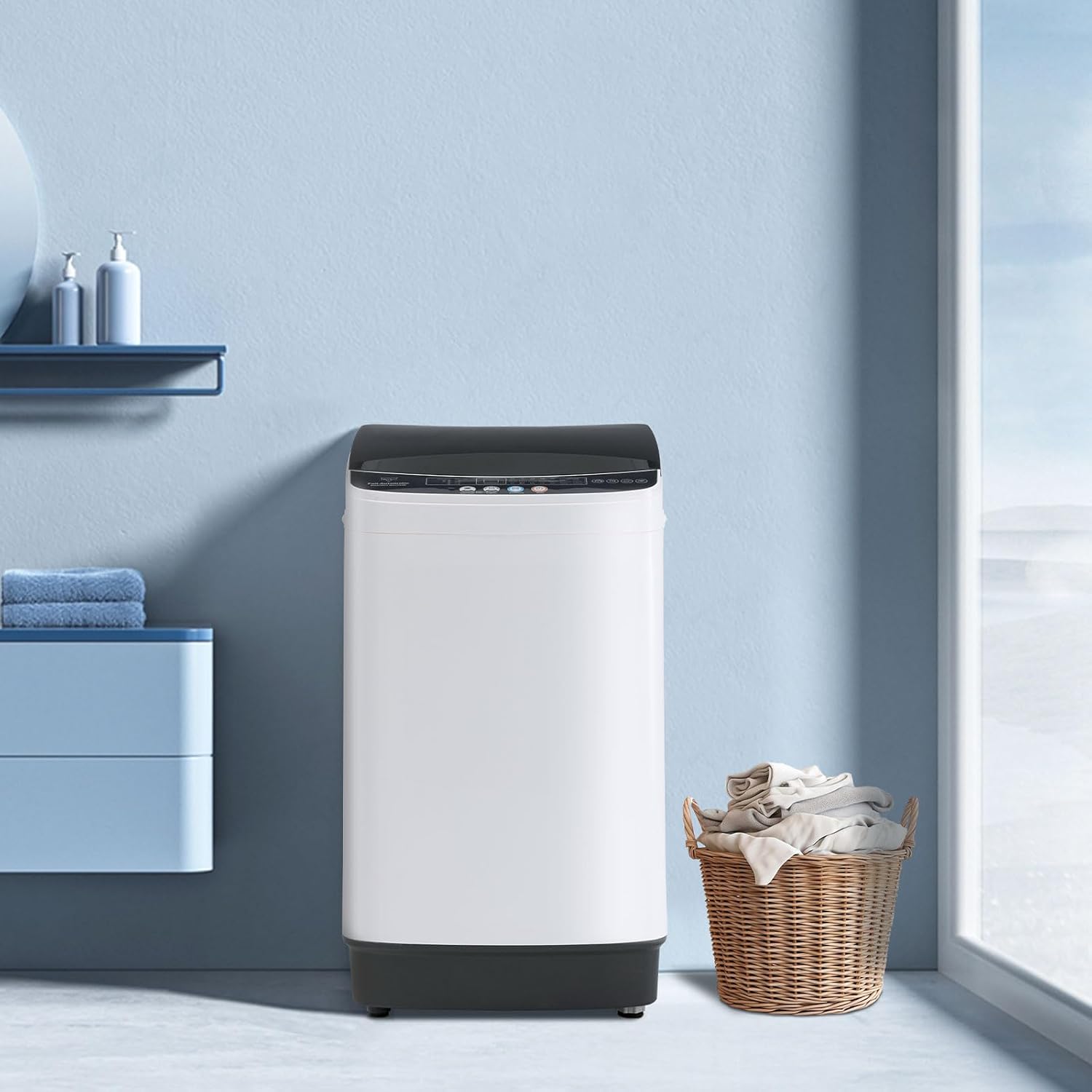 16 lbs Portable Washing Machine, 2.0 Cu.Ft Capacity Full Automatic Washer for Homes & Apartments, 8 Wash Programs, Compact Laundry Washer for Homes & Apartments, Dorm, Small Spaces