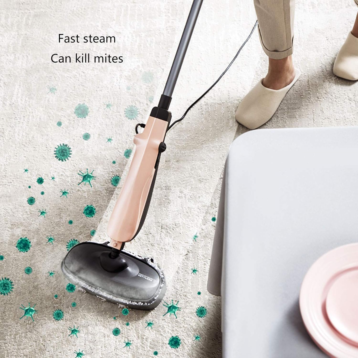 2 in 1 Steam Mop Floor Steamer Handheld Cleaner Automatic Sweeping Mopping and Mopping All-in-One Sweeper Electric Mop Blue