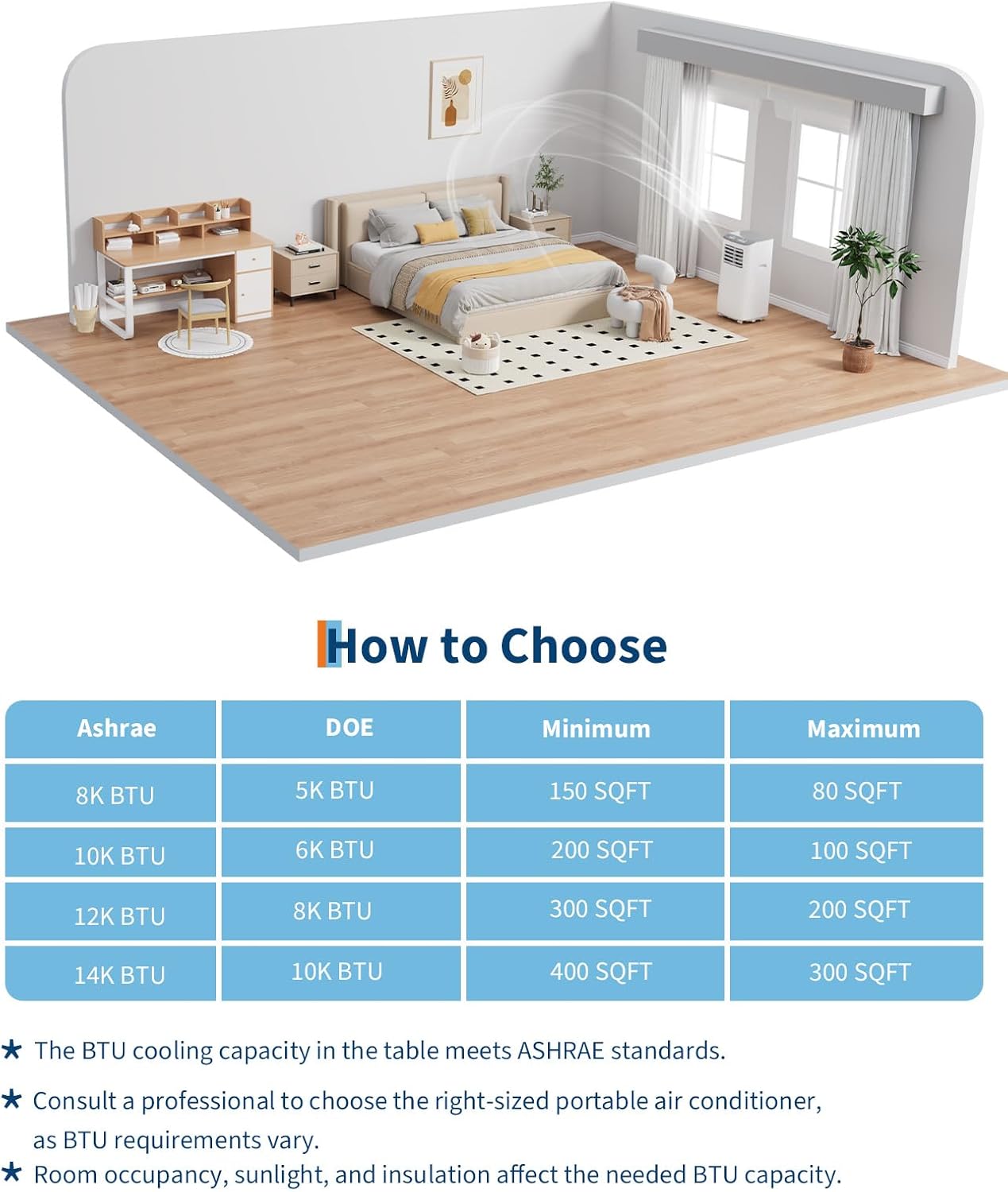 Portable Air Conditioners, 8000 BTU AC Unit with Remote Control, Drainage-Free Cooling, 24H Timer, 4 Modes Quiet Air Conditioner for Bedroom, Office, Window Kit Included, Grey