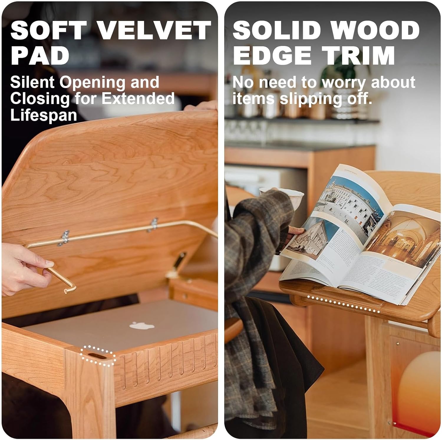 Robot Vacuum Storage Rack with Acrylic Doors，C-Shaped Wood Side Table，Stylish Minimalism & Beautiful，Robot Vacuum Storage Cabinet with Wheels，for Living Room Office Bedroom(Natural)