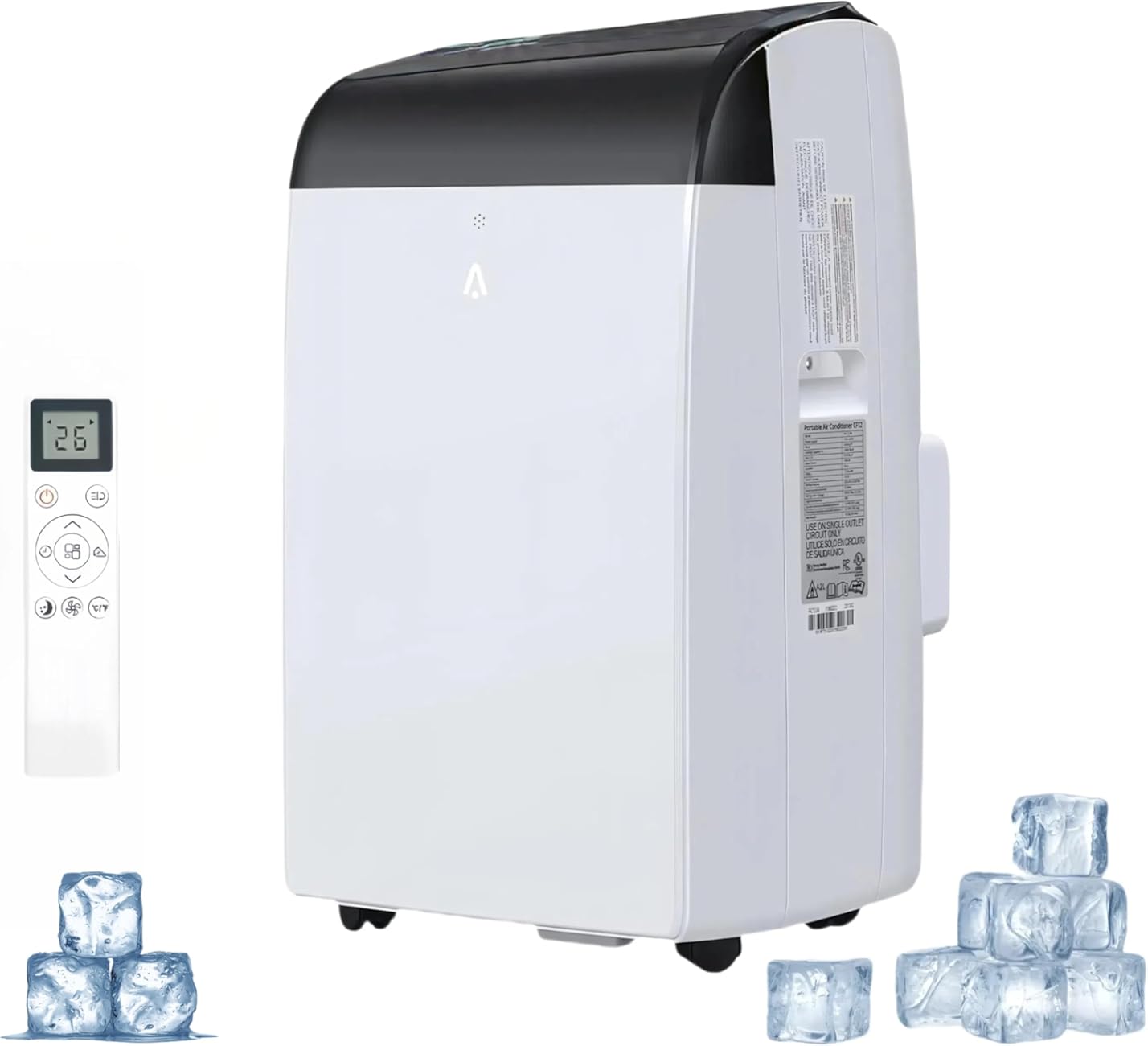 14,000 BTU (Ashrae)/10,000 BTU (SACC) Portable Air Conditioner - Cools 700 Sq.Ft, 3-in-1 AC with Dehumidifier & Fan, 52dB Quiet, 24H Timer, Remote, Black Top for Home/Office