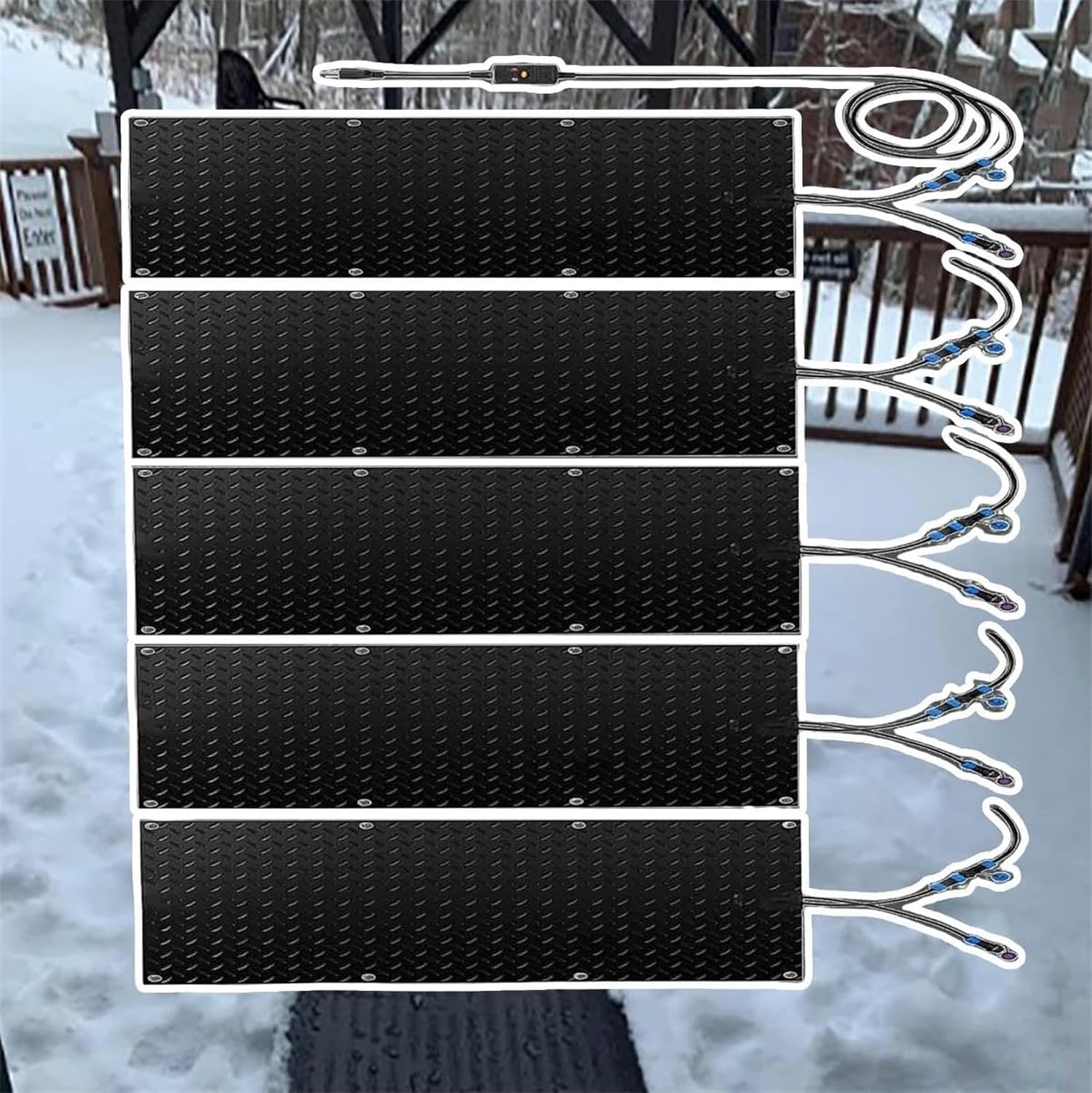 AMNOOL Snow Melting Walkway Mat Roof Heat Panel for Ice Dams Non Slip Rubber Heated Mat Black Roof Heated Outdoor Mats for Winter