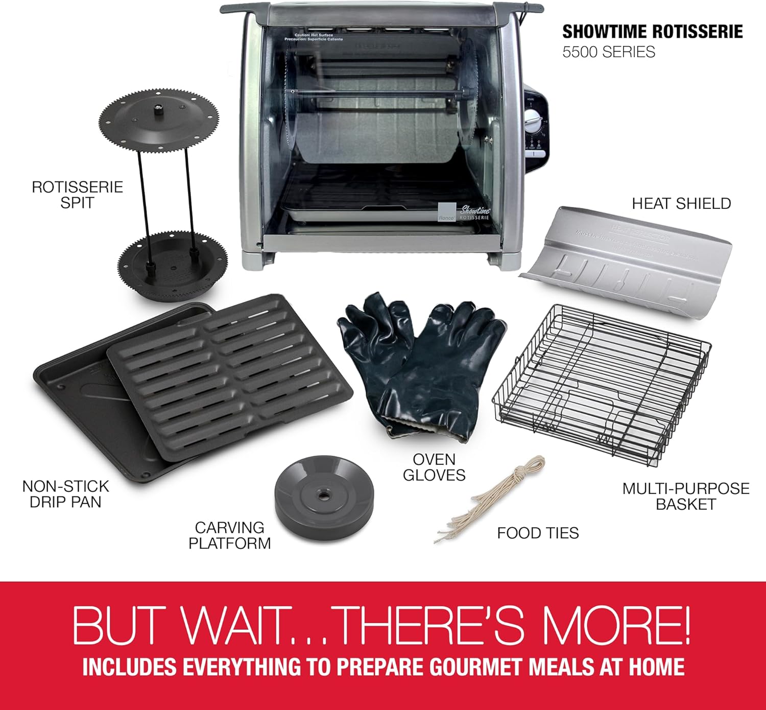 Ronco Modern Rotisserie Oven, Large Capacity (12lbs) Countertop Oven, Multi-Purpose Basket for Versatile Cooking, Easy-to-Use Controls