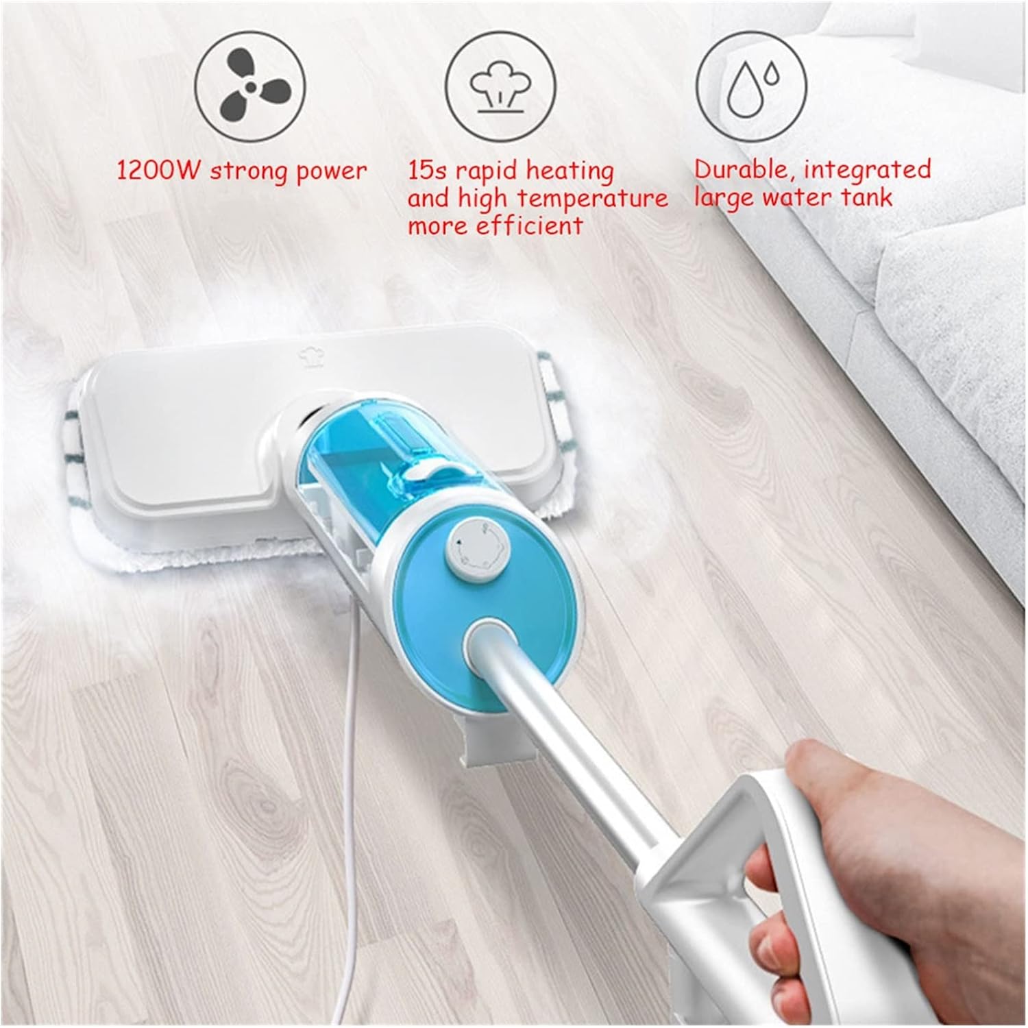 steam mop Steam Cleaner Mop Electric Handheld Household High Temperature Cleaner Sweep Machine for Floor Cleaning Mop steam Cleaner (Color : with 4 Mop Cloth Size : Medium) (With 4 Mop Cloth Medium)
