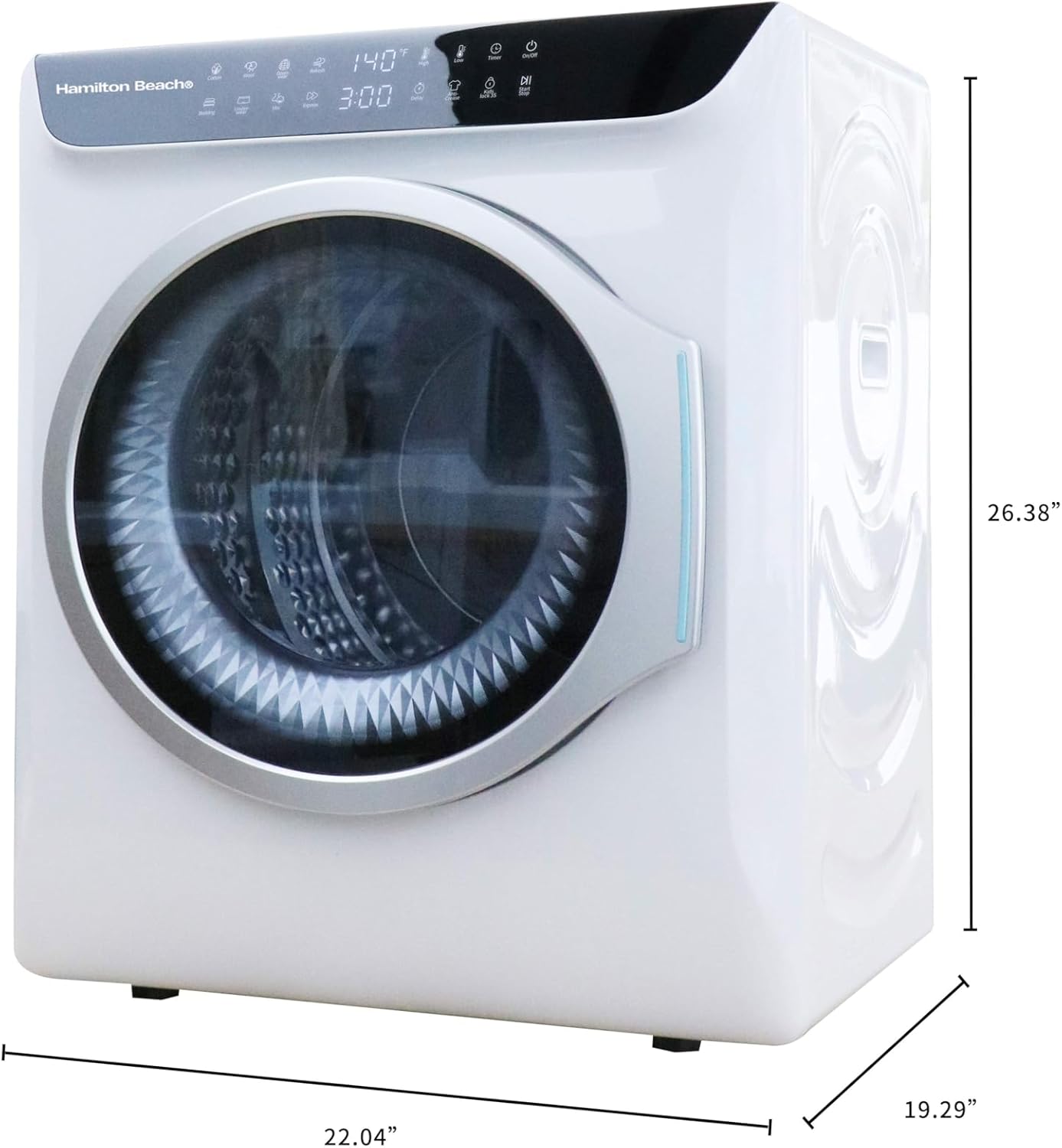 HAMILTON BEACH Electric Compact Portable TOUCHSCREEN Laundry Dryer, White