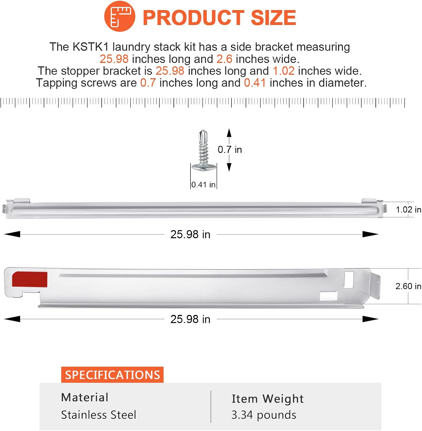 Beaquicy 6 Ft Washer Stainless Steel Hoses Braided Stainless Steel Water Supply Line & KSTK1 Washer Dryer Stacking Kit 27-inch for LG Laundry Washing Machine or Dryer