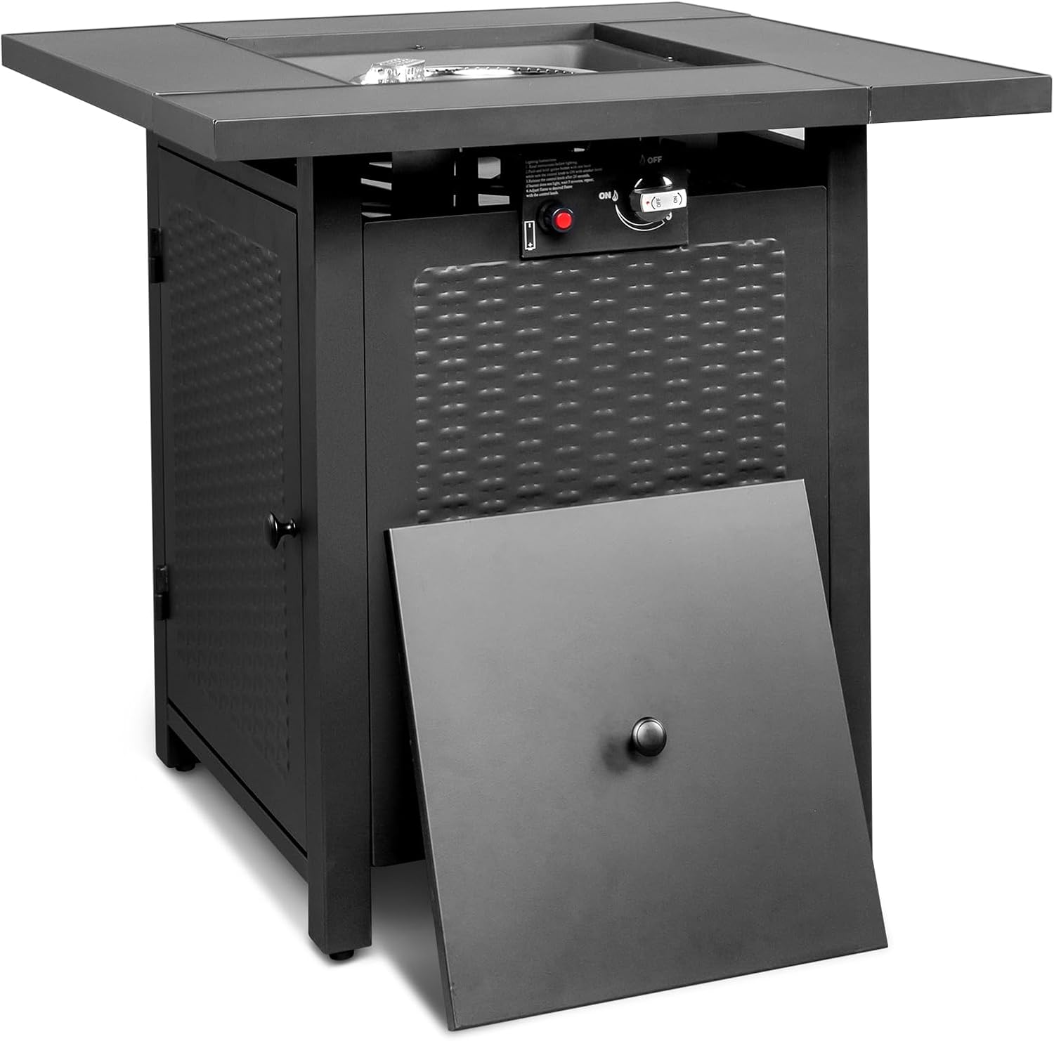 28-Inch Fire Table，50000 BTU Gas Firepit with Volcanic Stone Black