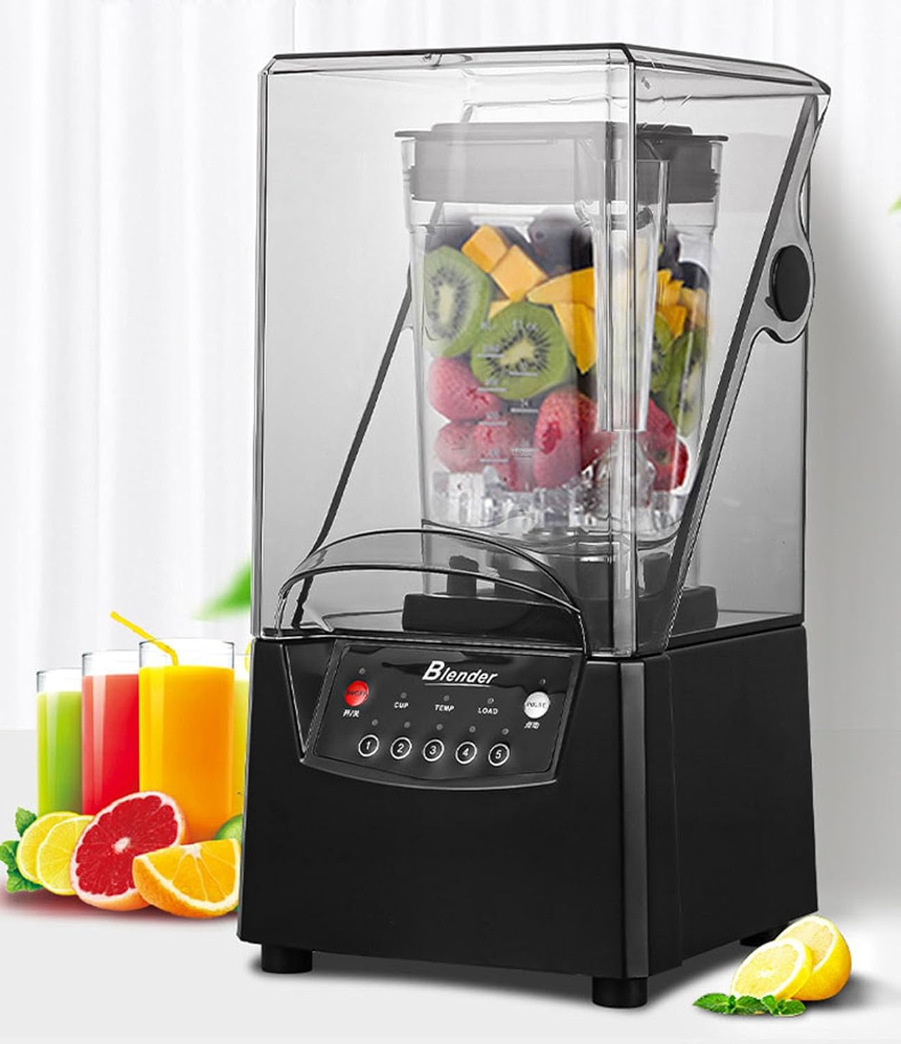 Blender Smoothie Maker, 2200W Commercial Blender With Sound Enclosure,Cleaning Button,5 Preset,2L Capacity,Smoothie Blender,For Smoothie, Fruits