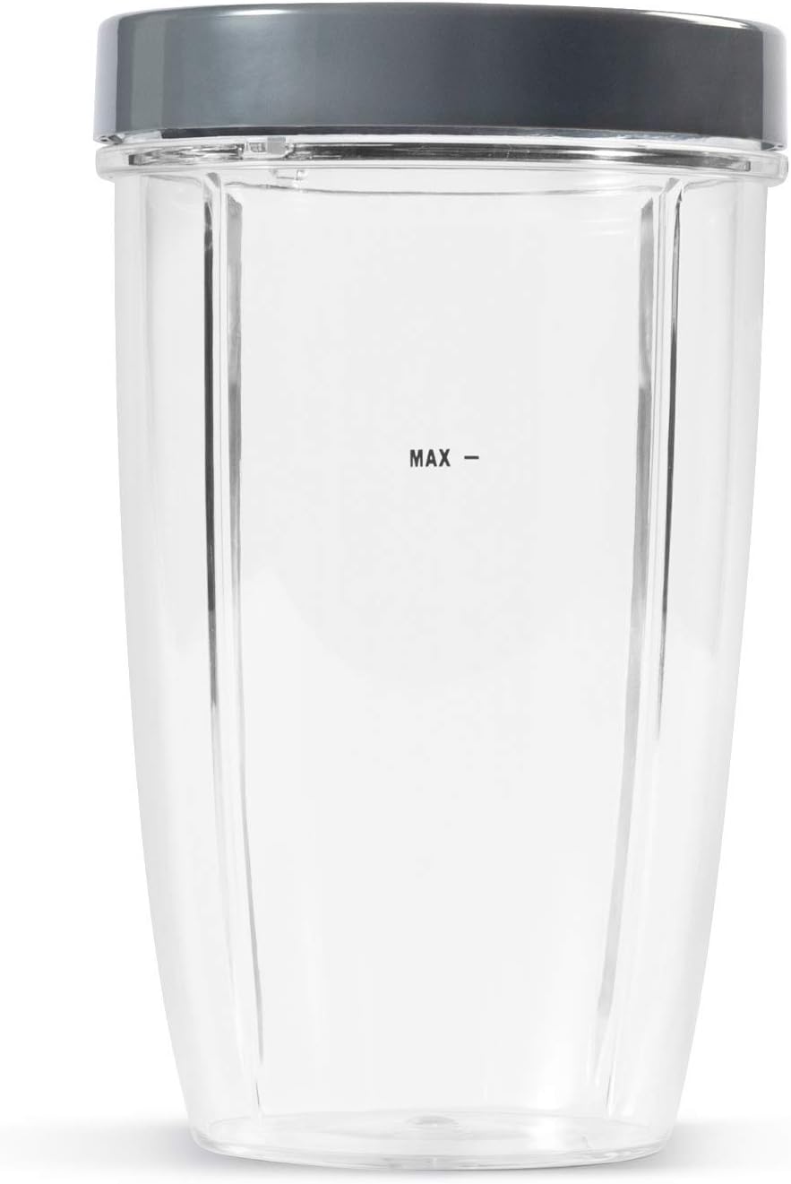 nutribullet Personal Blender for Shakes, Smoothies, Food Prep, and Frozen Blending, 24 Ounces, 600 Watt, Gray, (NBR-0601) and NutriBullet 24 Ounce Tall Cup with Standard Lip Ring, Clear/Gray