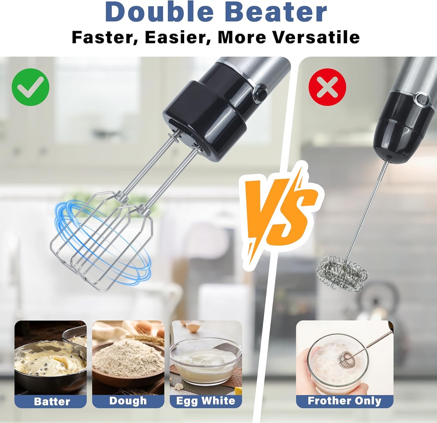 Immersion Blender Handheld, 5 in 1 Hand Blender, 12 Speed Stainless Seel Immersion Blender, Whisk, Chopper, Beaker, Beaters, Christmas Gift, New Year Gift