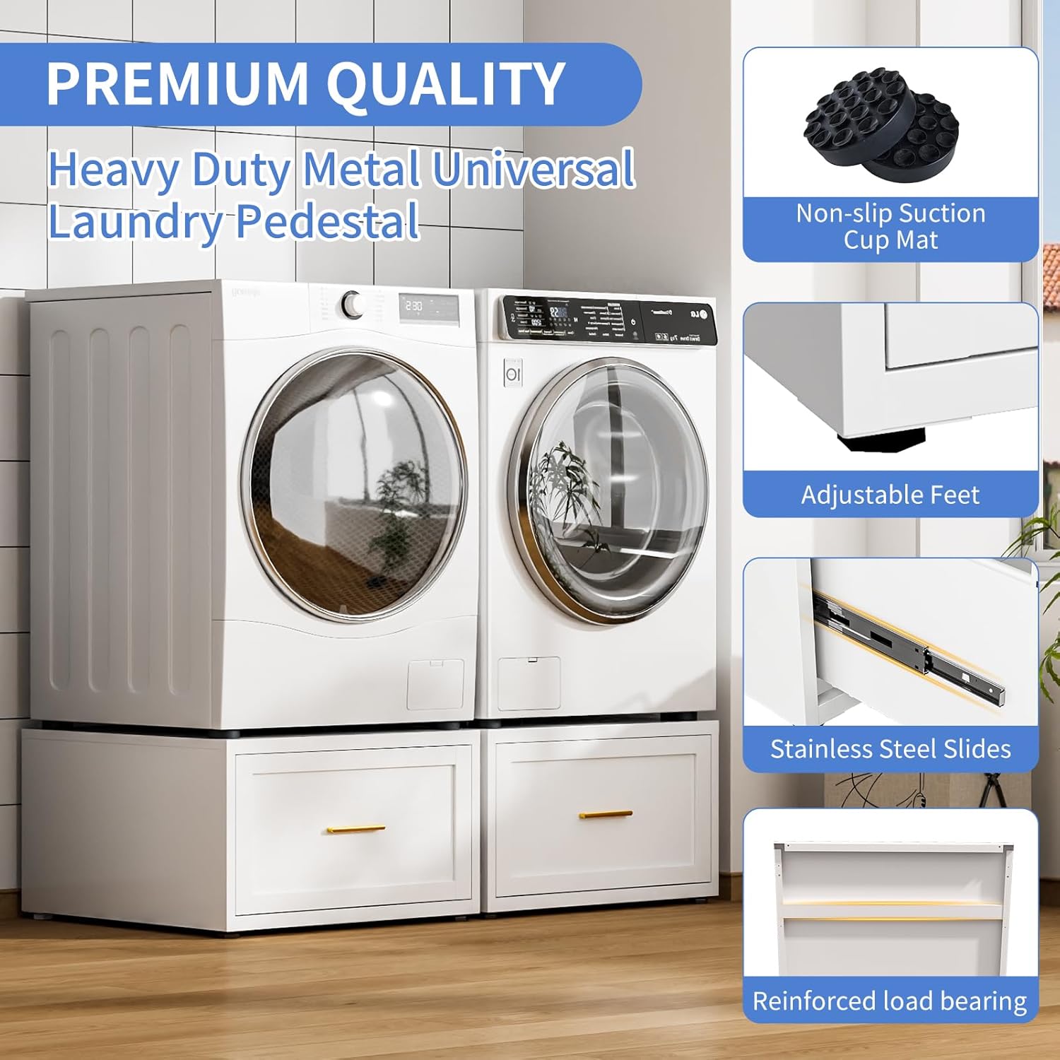 2 Pack Metal Washer and Dryer Pedestals, 28