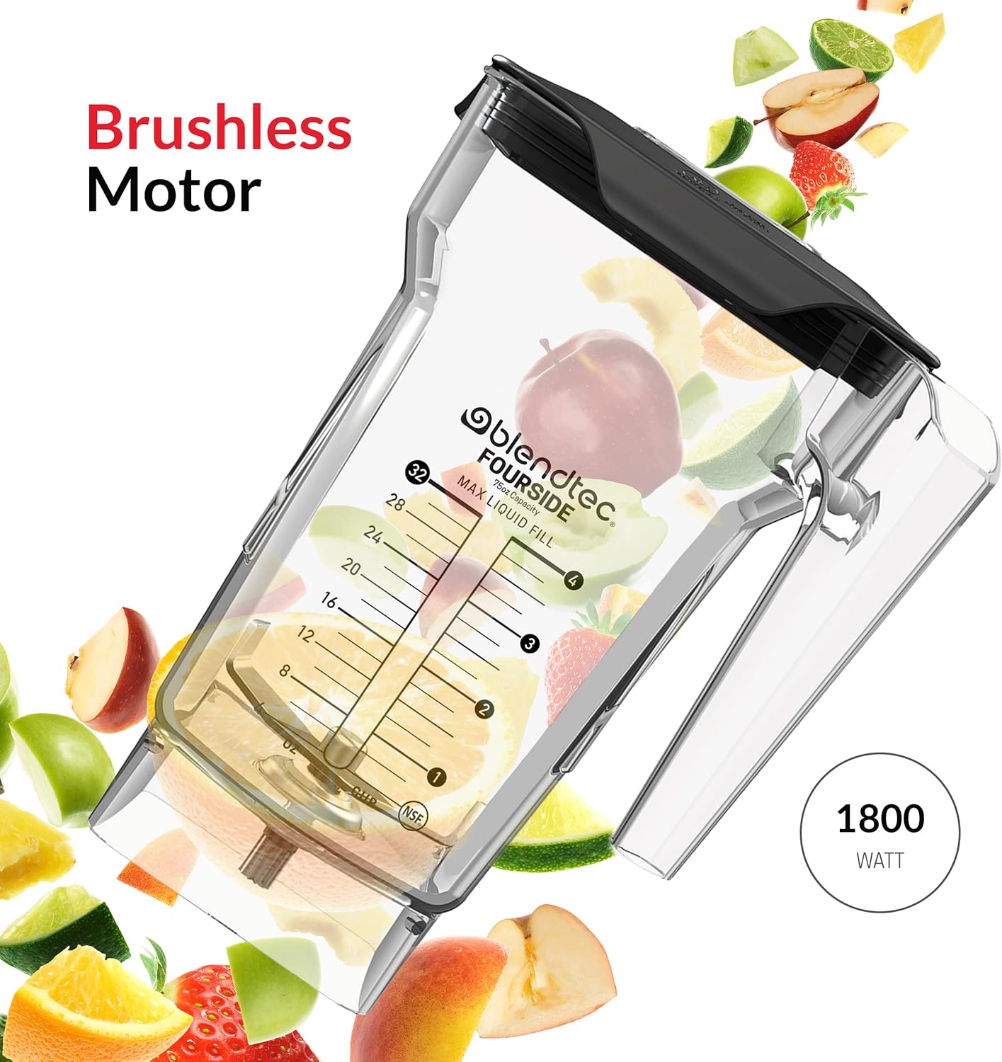 Blendtec Stealth X 885 - Brushless Commercial-Grade Blender with Sound Enclosure - FourSide Jar with Soft Lid - Black