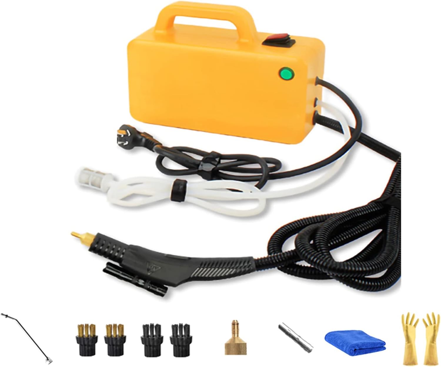 High Pressure Steam Cleaner, 300W Handheld High Temp Portable Cleaning Machine, Tankless for Home Use Grout Tile Car Detailing Kitchen Bathroom,Yellow