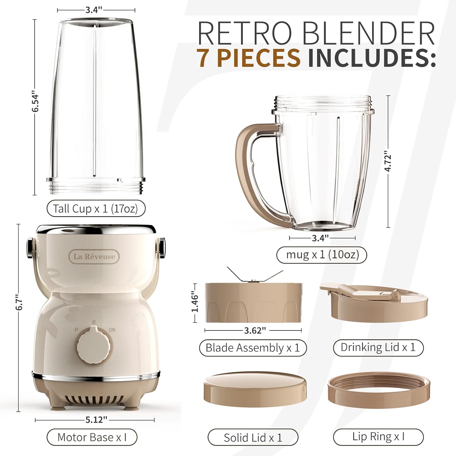 La Reveuse 300W Retro Blender + La Reveuse 2-Cup Small Food Chopper